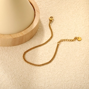 Minimalist 18K gold plated stainless steel double layer bead chain bracelet for women