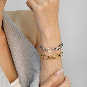 Minimalist Stainless Steel Oval Link Chain Bracelet Adjustable Geometric Fashion Jewelry For Men Women Versatile Style