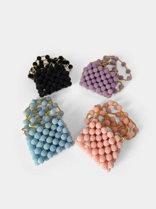 Handmade Beaded Mini Crossbody Bag For Women Luxury Imitation Artificial Pearl Woven Lipstick Purse Wedding Party Decorative Bag