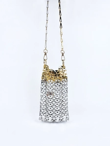 Mini Crossbody Bag Chainmail Metal Woven Phone Pouch Gold Silver Splicing Handmade Fashion Shoulder Bag For Women