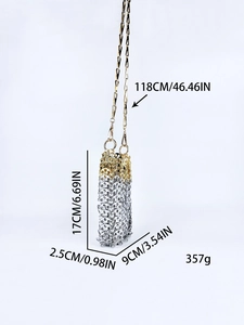 Handmade woven metal sequin crossbody phone bag with chain strap and gradient design