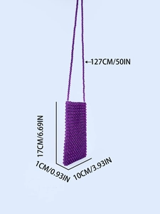 Sac bandoulière en perles violettes fait main avec dimensions pour téléphone