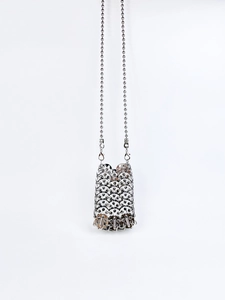 Mini Sac Bandoulière Téléphone Femmes Argent Métallique Cotte De Mailles Tissé Main Paillettes Chaîne Pochette Brillant Streetwear