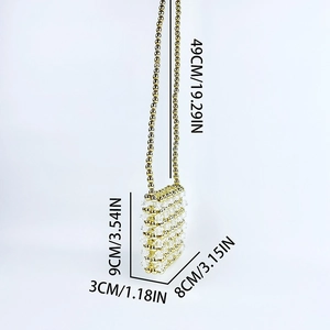 Detailed dimensions of the mini beaded crossbody bag showing 9x8x3cm measurements