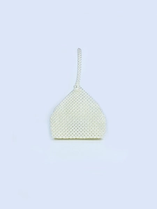 Handmade Faux Artificial Pearl Beaded Handbag Triangular Acrylic Woven Mini Clutch Bag For Women Wedding Party Elegant Vintage