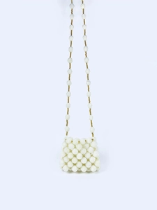 Modieuze Mini Kralen Tas Elegante Acryl Parel Stijl Handgeweven Crossbody Schoudertas Voor Dames Kleine Lippenstift Tasje