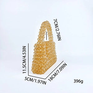 Spécifications de taille de ce sac à main artisanal en perles acryliques ambrées