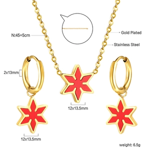 Spécifications détaillées de la parure collier et boucles d'oreilles en acier doré