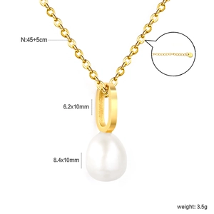 French vintage 18k gold plated stainless steel necklace with freshwater pearl pendant