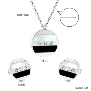 Parure bijoux mode avec collier géométrique en nacre et boucles d'oreilles