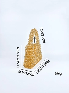 Sac à main artisanal en perles acryliques ambrées pour femmes avec un design mini élégant