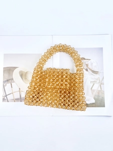 Sac à main en perles acryliques ambrées fait main avec des perles à facettes polies