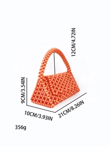 Detailed dimensions and weight of this orange handmade beaded handbag for fashion styling