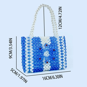 Vue détaillée du sac à main en perles fait main avec les dimensions et mesures