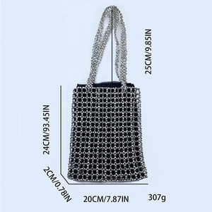 Detailed size specifications for the silver metal beaded handmade shoulder bag