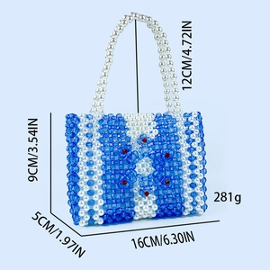 Graphique de dimensions détaillant la taille 16x9x5CM de ce sac à main perlé à fleurs