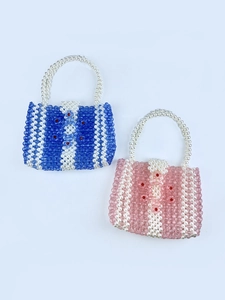 Sac À Main Fait Main En Künstliche Perles Acrylique Fausse Künstliche Perle Tissé Petit Carré Motif Floral Sac Mode Pour Femmes