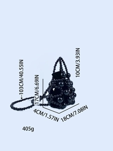 Fashionable black beaded handbag with crossbody strap and polished acrylic bead finish