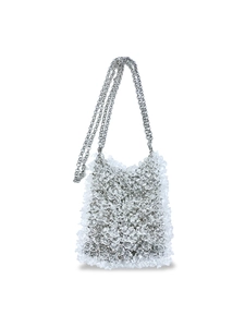 Sac À Main En Perles Acrylique Pour Femme Forme Goutte D'eau Transparent Mini Sac À Épaule Avec Chaîne En Métal Argenté