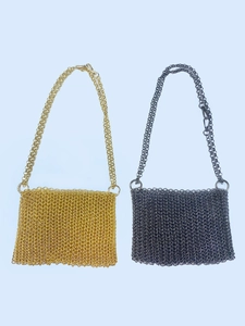 Metal Chainmail Shoulder Bag Handmade Mesh Hollow Crossbody Phone Pouch Party Fashion Women