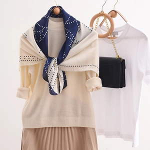 Large Square Scarf Faux Satin Satin Twill Polka Dot Horse Print Headscarf Sun Protection Fashion Elegant For Women