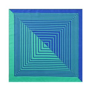 Carré de soie moderne avec motifs géométriques à rayures vertes et bleu roi élégant