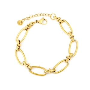 Modern 18K gold plated stainless steel chunky oval link bracelet with lobster clasp
