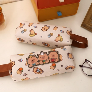 Astuccio per matite Capybara in tela ad alta capacità con cinturino per studenti