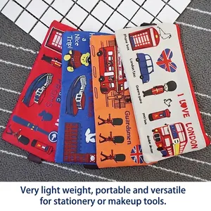 Pencil Case Oxford Cloth Zipper Stationery Bag London Theme British Style Portable School Office Organizer For Students