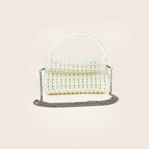 Sac à main perlé blanc de style français avec bandoulière chaîne pour soirée