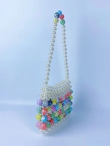 Mini sac à bandoulière en perles colorées tissées avec chaîne de perles faite main