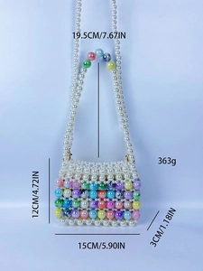 Mini sac bandoulière tissé de perles colorées avec chaîne perlée pour femme
