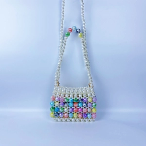 Mini borsa a tracolla in perle fatta a mano con perline marmorizzate colorate e catena