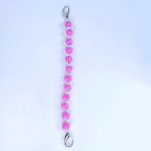 Pink candy acrylic beaded chain with double-layered round beads and silver lobster clasps