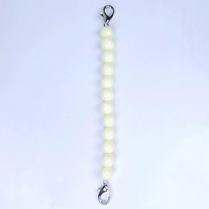 Creamy white acrylic bead chain accessory with silver metal lobster clasps for DIY bags