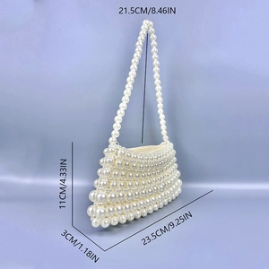Spécifications de taille pour sac sous les bras en perles fait main de couleur crème
