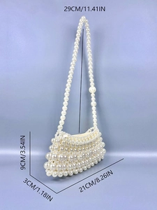 Borsa a tracolla in perle intrecciate a mano con catena e specifiche dimensionali