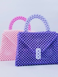 Borsa A Mano Con Perline Fatta A Mano Intrecciata In Acrilico Moda Colore Caramella Design Di Nicchia Borsa Quadrata
