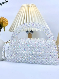 Bolso de cuentas tejidas irisadas con acabado acrílico de lujo para fiesta y estilo diario