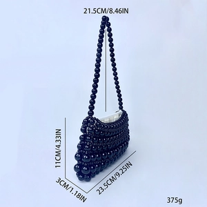 Detailed size specifications and weight of the black beaded retro mini shoulder bag