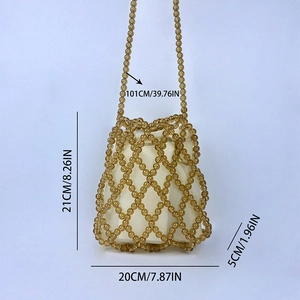 Specifiche dettagliate sulle dimensioni per borsa a secchiello in perline color ambra