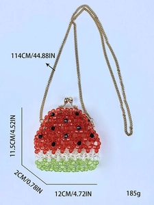 Mini borsa a tracolla fatta a mano in perline a forma di anguria con catena dorata