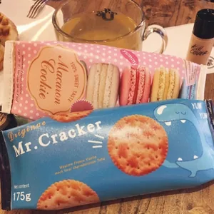 Kreative Federmäppchen im Snack-Design mit Macaron- und Keks-Motiven und Reißverschluss
