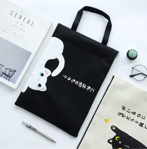 Borsa Documenti In Tela Gatto Cartone Animato A4 Portatile Astuccio Cancelleria Con Cerniera Tessuto Oxford Organizzatore Ufficio
