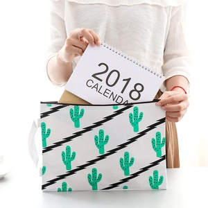 Creative cactus oxford cloth file bag with large capacity hand strap and zipper closure