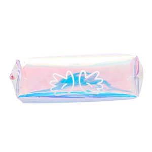 Holografische Laser-Federmappe mit weißen Flügeln, transparente Mehrzweck-Schreibwarentasche