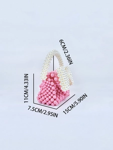 Specifiche dimensionali per mini borsa fatta a mano in perline con fiocco di perle