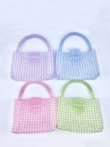 Handmade acrylic beaded mini handbags in four pastel candy colors for women and girls
