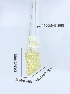 Detailed size specifications for handmade beaded crossbody bag with drawstring lining