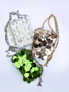 Mini Sequin Shoulder Bag Iridescent Acrylic Shiny Bling Crossbody Chain Purse Women Party Evening Fashion Accessories
